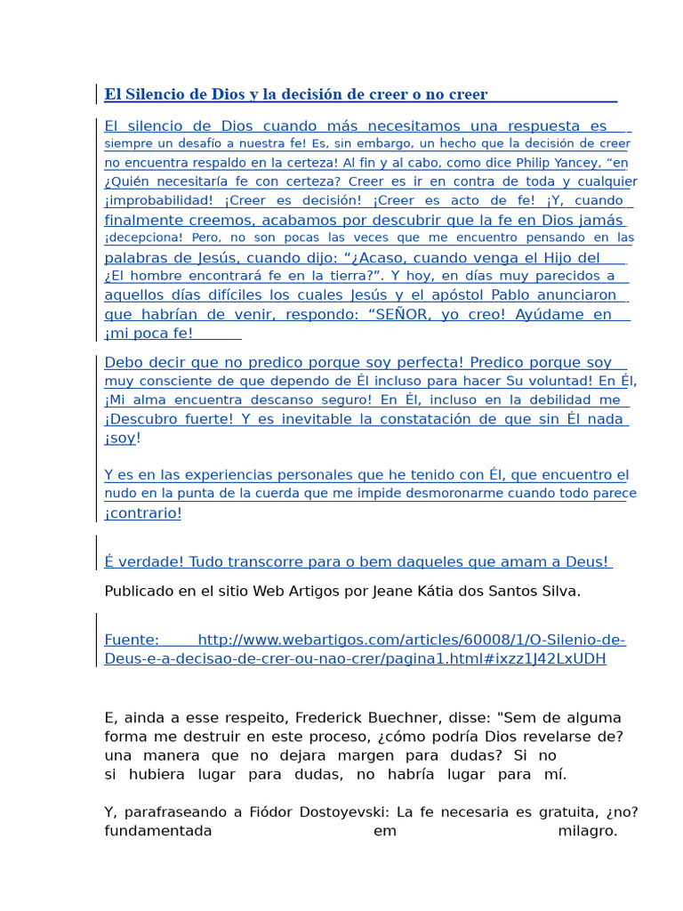 El Silencio de Dios y la Fe Humana | PDF | Dios | Jesús