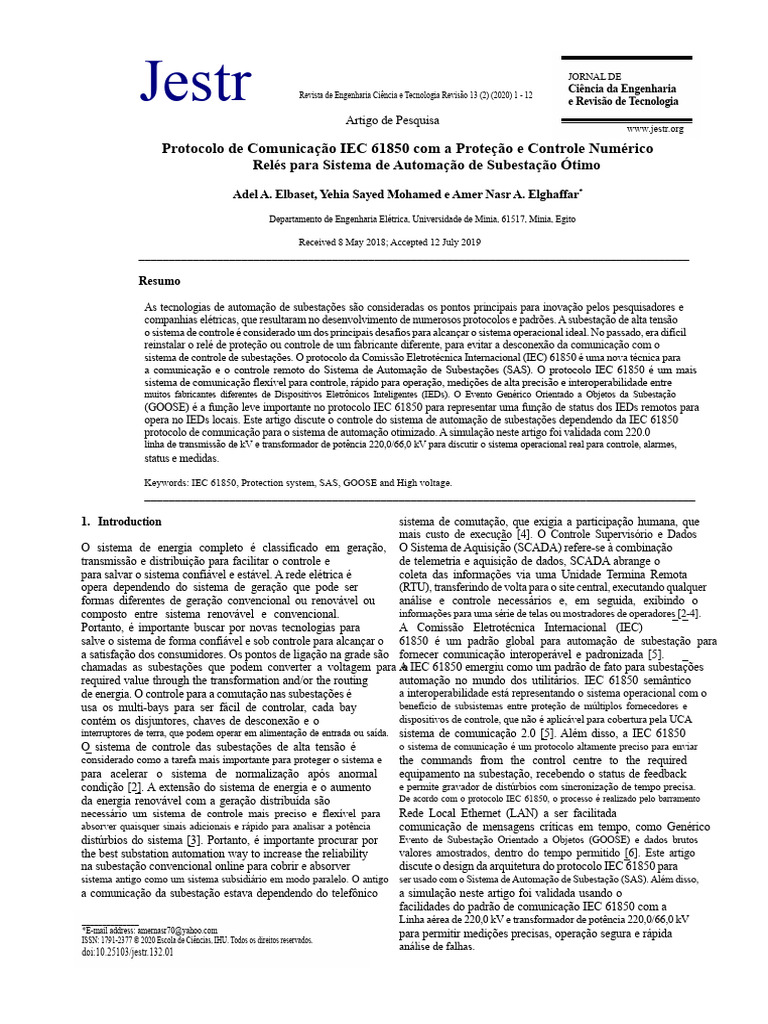 Protocolo IEC 61850 em Automação de Subestações | PDF | Scada | Rede de ...