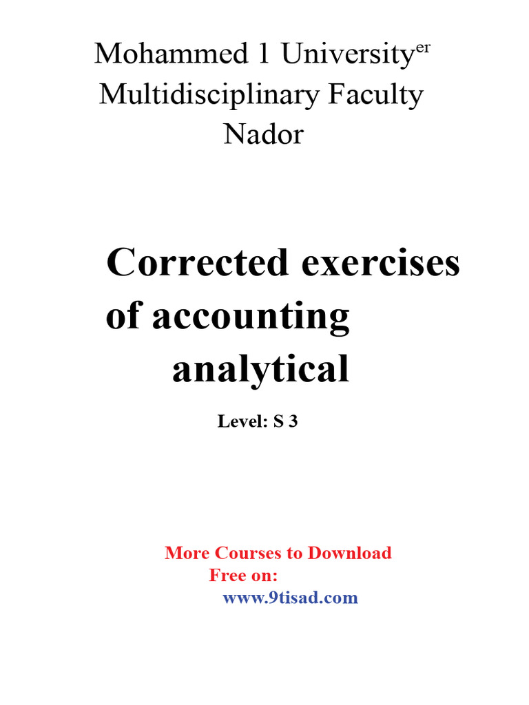 Accounting Exercises for Management Students | PDF | Cost Of Goods Sold ...