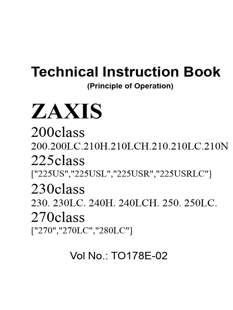 ZAXIS Excavator Technical Manual | PDF | Safety | Occupational