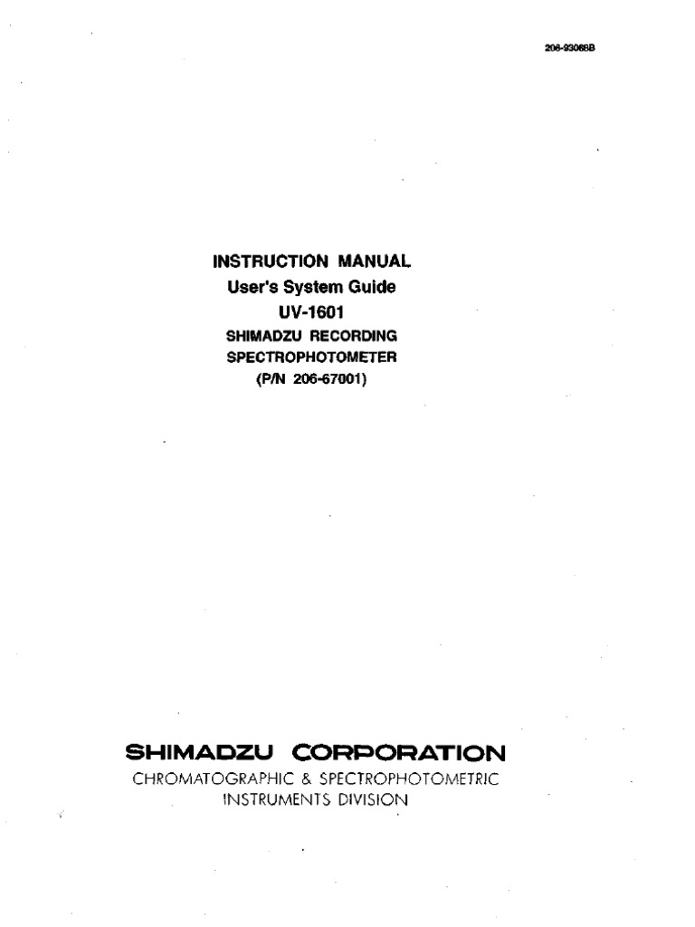 Shimadzu Uv1601 Manual | Electrical Connector | Spectrophotometry