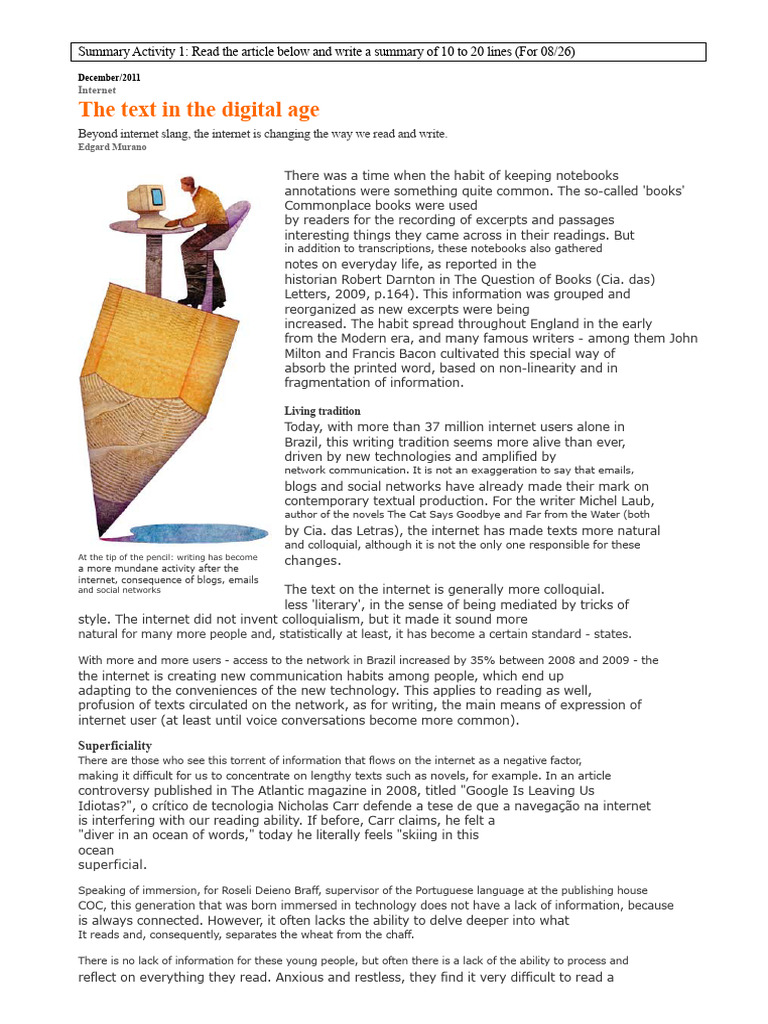 Impact of Internet on Reading and Writing | PDF | Internet | Blog