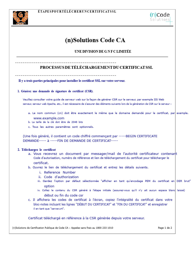 Guide d'installation du certificat SSL | PDF | Certificat électronique ...