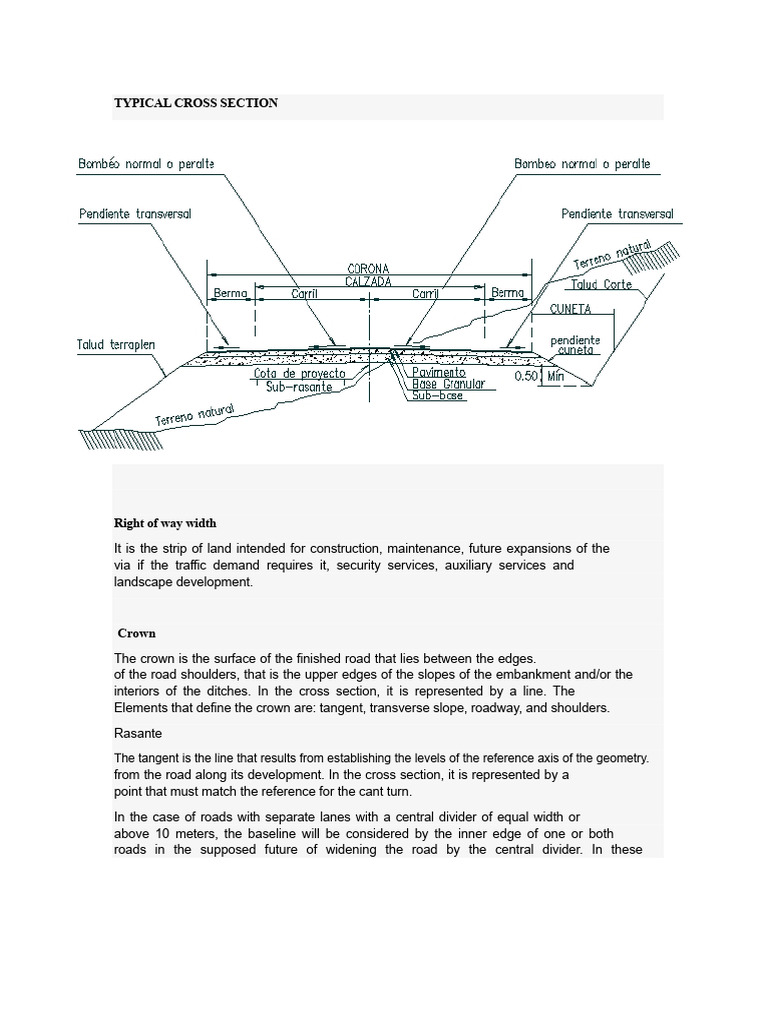 Roadway Cross Section Design Elements | PDF | Slope | Road