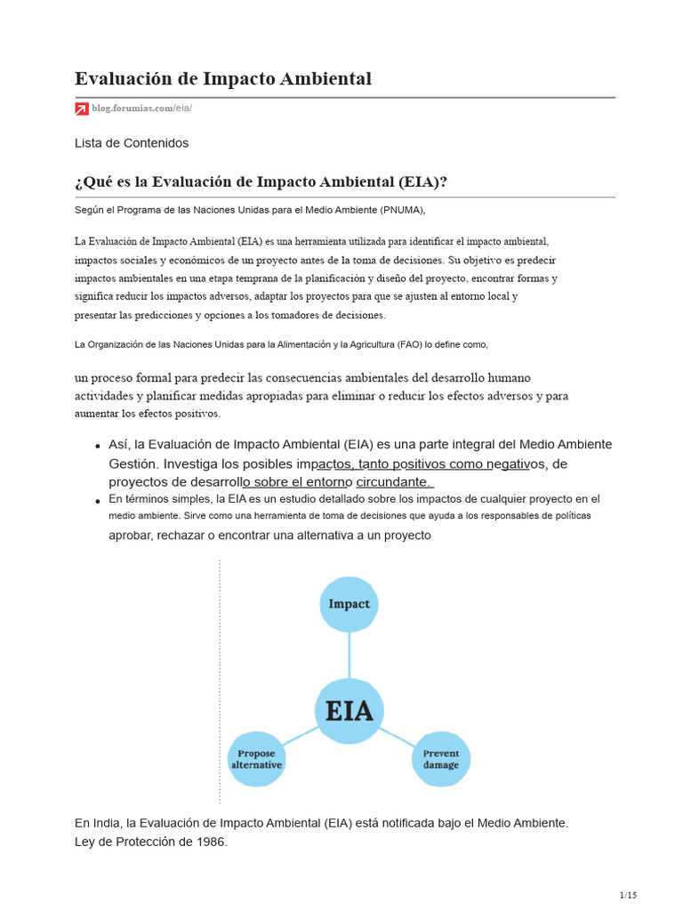 Guía Completa sobre Evaluación de Impacto Ambiental | PDF | Evaluación ...