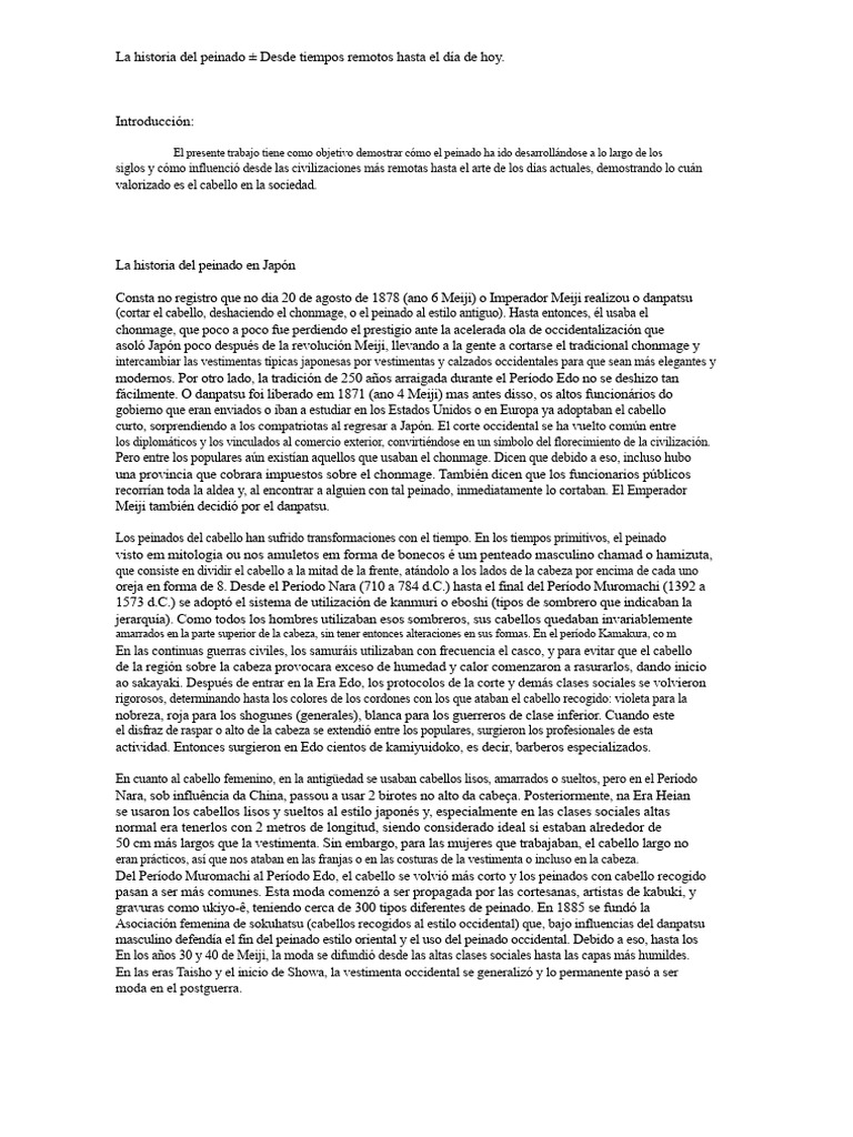 Evolución del Peinado a lo Largo de la Historia | PDF | Pelo | Moda