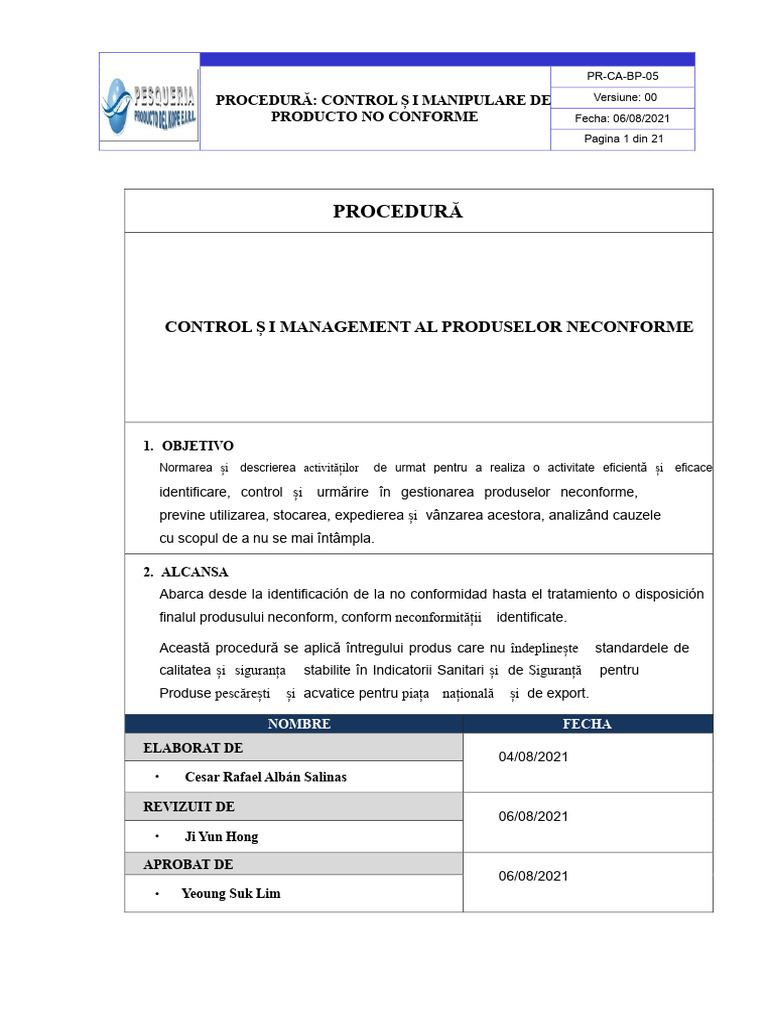 Procedura Pentru Produs Neconform | PDF