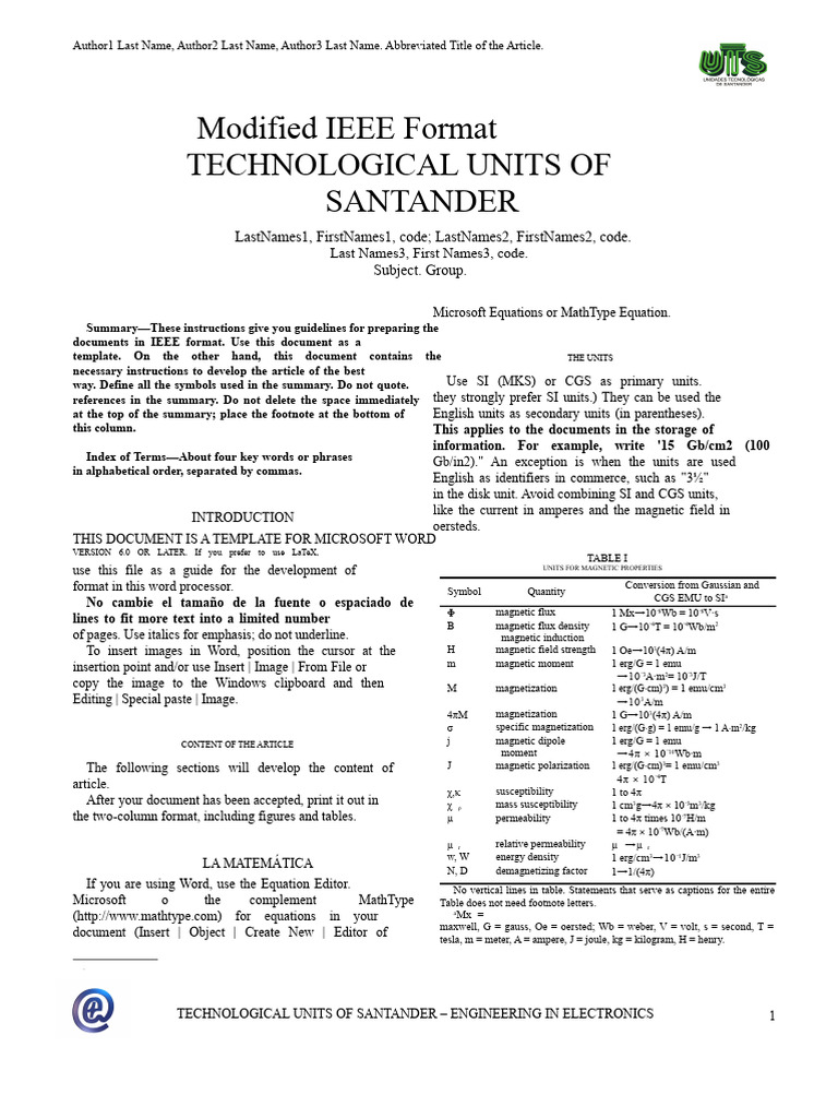 Modified UTS IEEE Format | PDF | Bracket | International System Of Units
