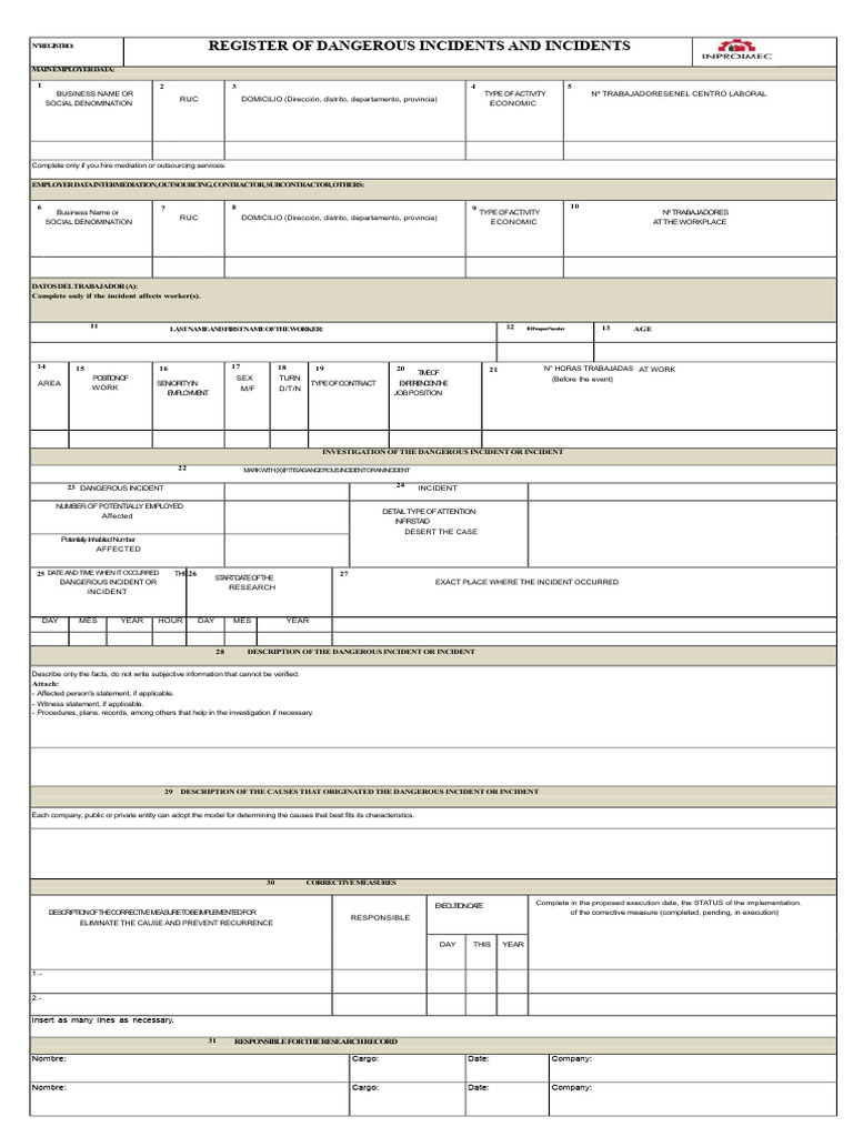 Dangerous Incident Reporting Form | PDF | Business
