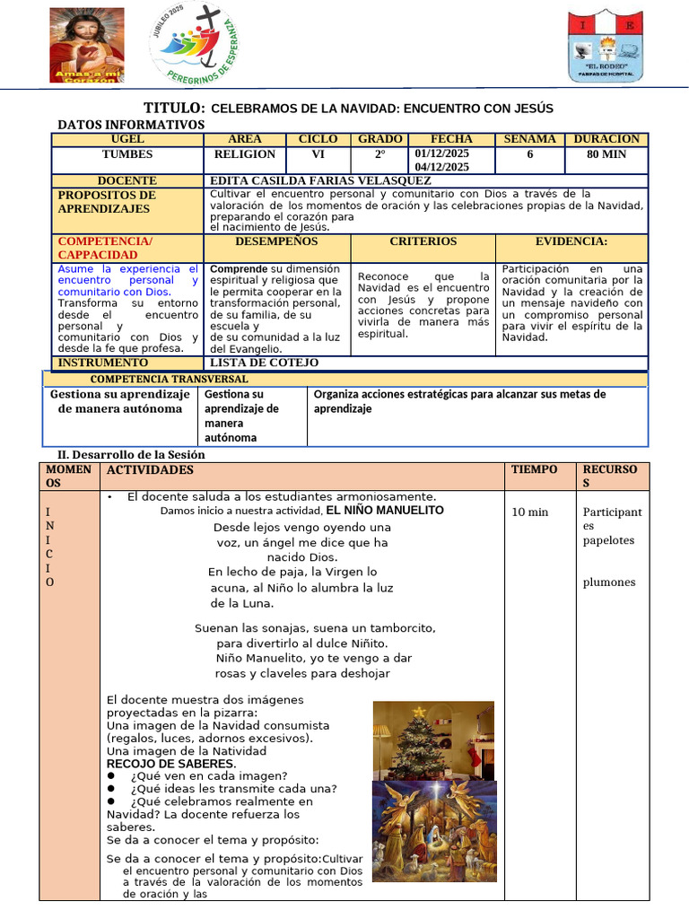 SESION Navidad y Jesus 2DOdocx | PDF | Navidad | Natividad De Jesus