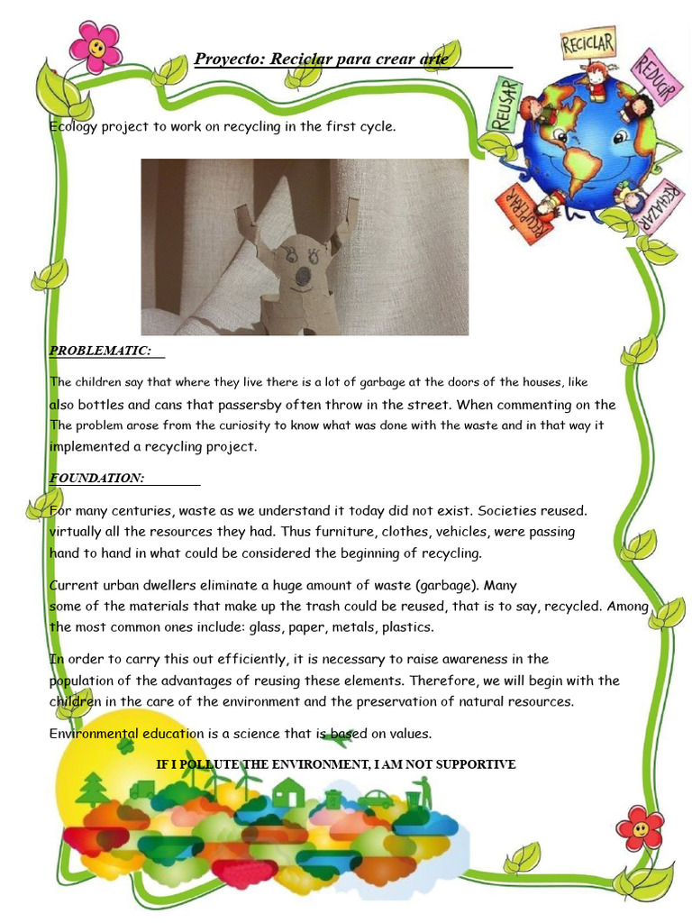 Recycling Art Project for Kids | PDF | Recycling | Waste