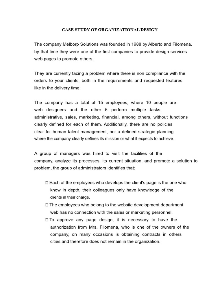 Organizational Design Case Study | PDF | Web Development | Business
