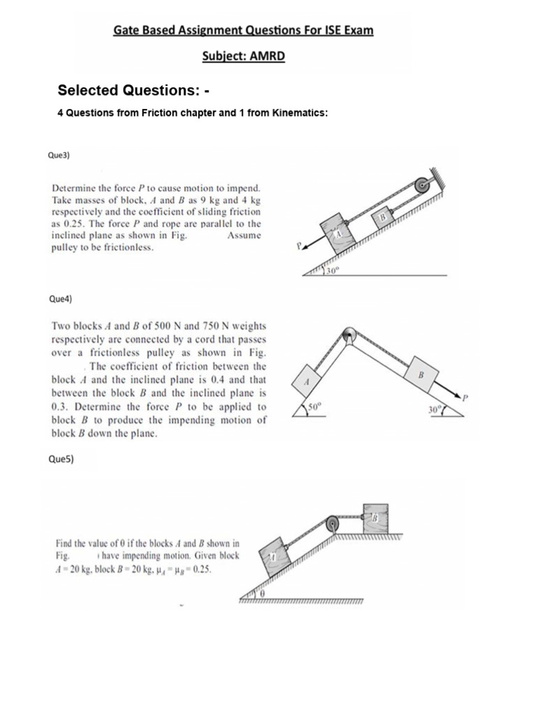 Friction and Kinematics Questions | PDF