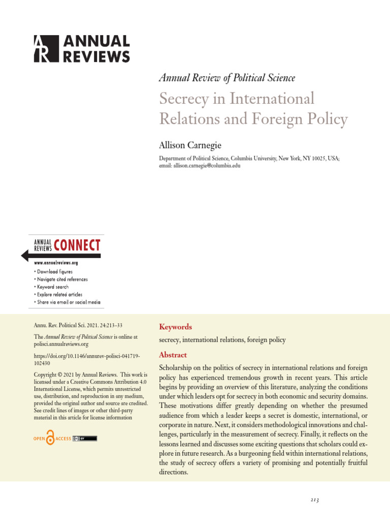 Secrecy in International Relations Explained | PDF | Secrecy