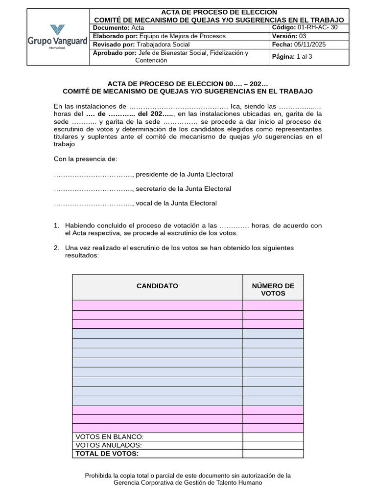 AC - Acta de Proceso de Elección | PDF | Gobierno | Elecciones