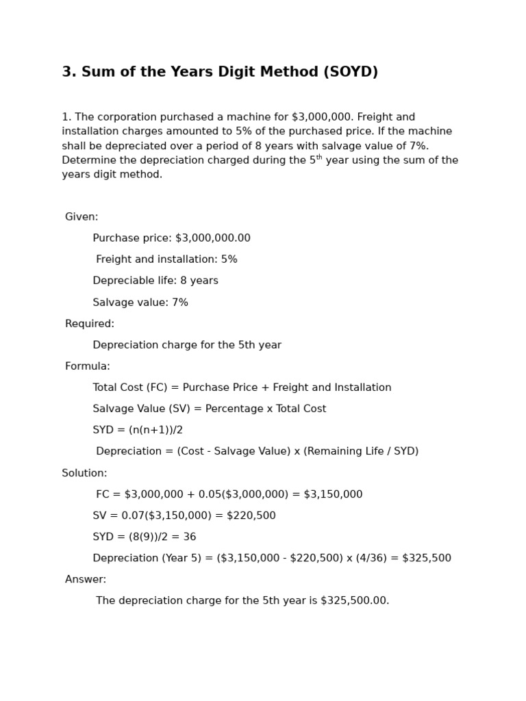 SOYD Depreciation Calculation Guide | PDF