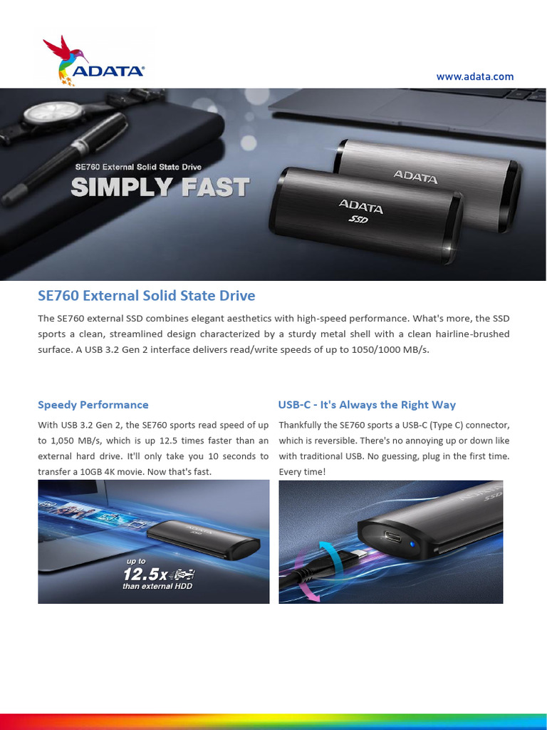 Datasheet Se760 External Solid State Drive v3 | PDF | Usb | Solid State ...