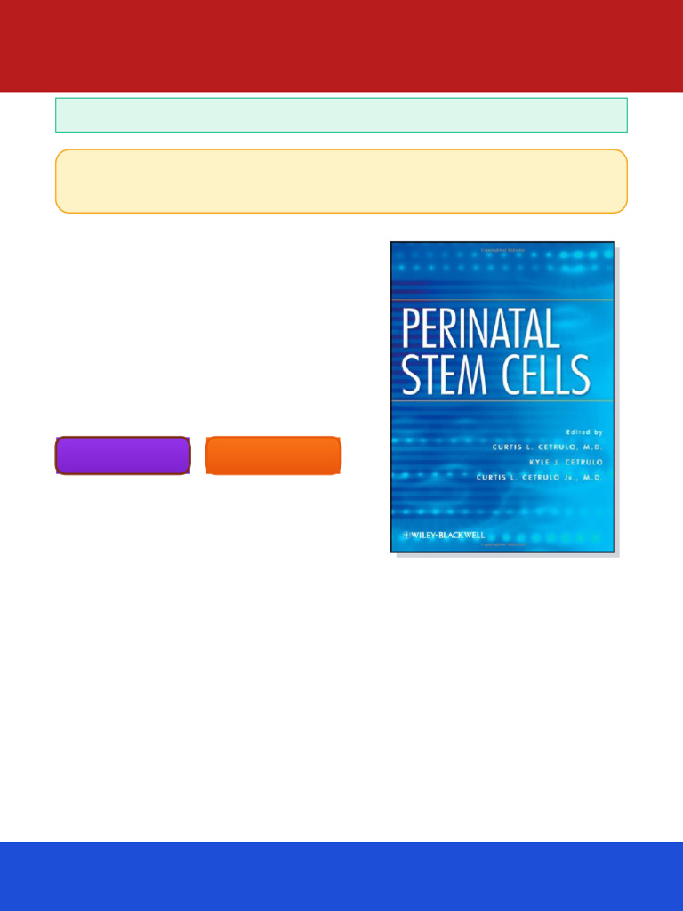 Perinatal Stem Cells 1st Edition Curtis L. Cetrulo Jr. Ebook Safe ...