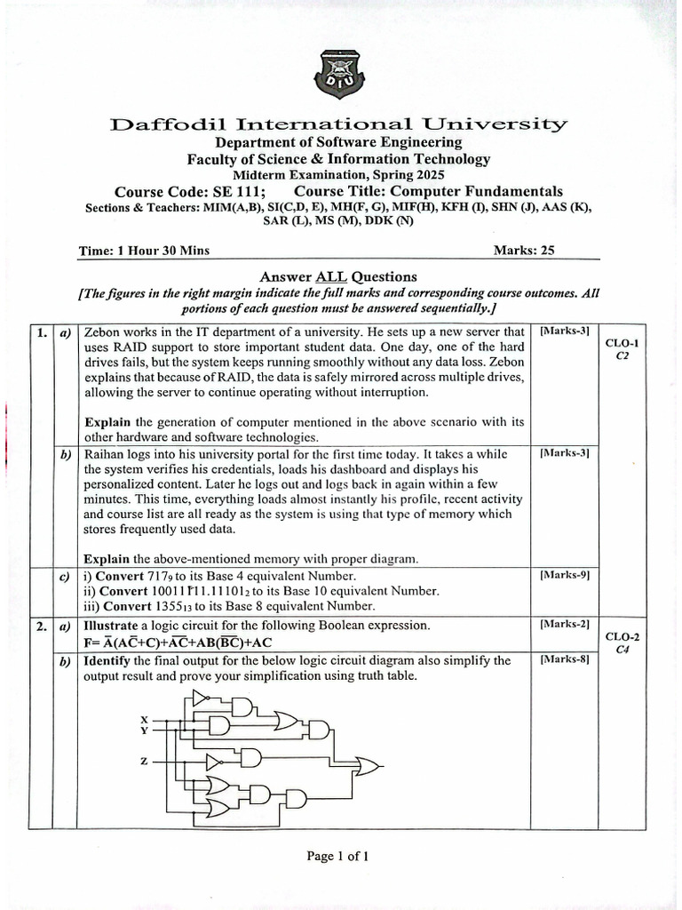 Batch 45 - Summer 2025 - Mid Term Questions | PDF