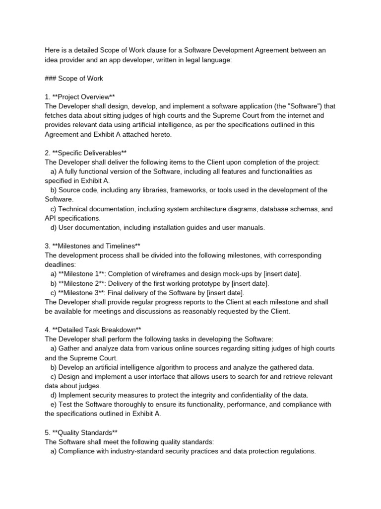 Software Development Agreement Scope | PDF | Indemnity | Legal Remedy