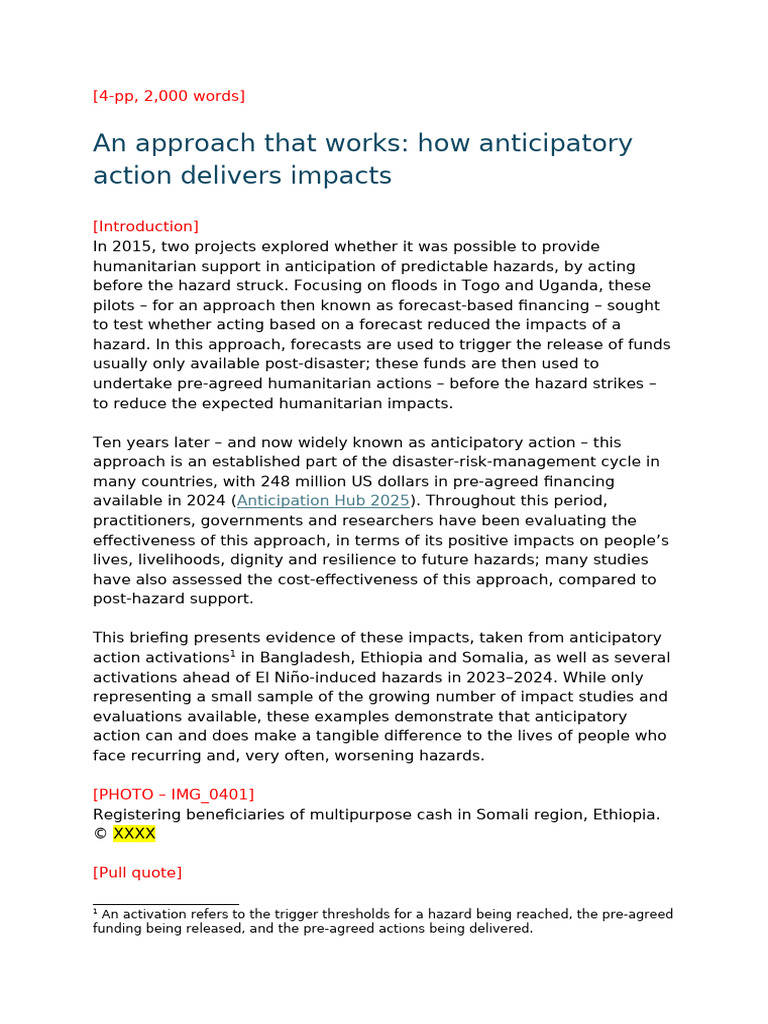 Anticipatory Action: Impact on Resilience | PDF | Drought | World Food ...