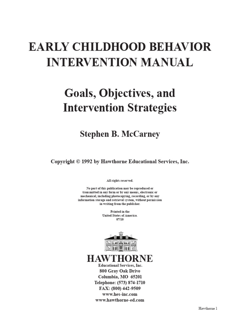 Early Childhood Behavior Intervention Guide | PDF | Teachers ...