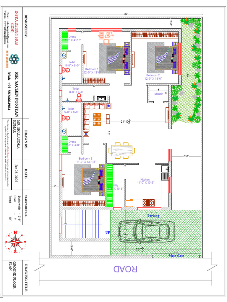 Ground and First Floor Plan Details | PDF | Stairs | Column