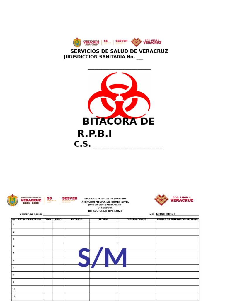 Bitácora RPBI Noviembre 2025 C.S. Veracruz | PDF
