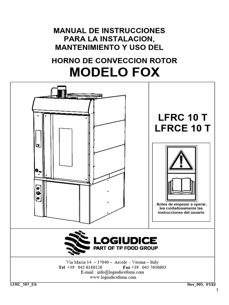 Manual de Instalación Horno Rotor Fox 10T | PDF