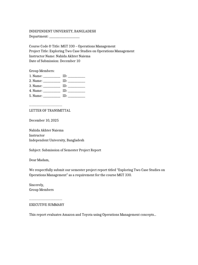 Operations Management Project Report | PDF