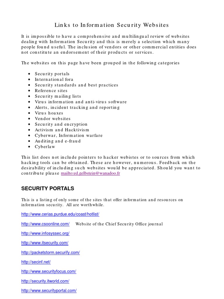 Essential Information Security Resources | PDF | Computer Security ...