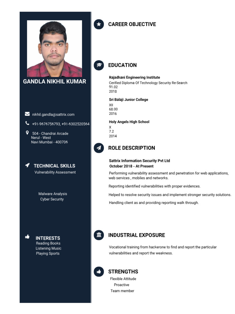 Gandla Nikhil Kumar Resume (1) | PDF | Security | Computer Security