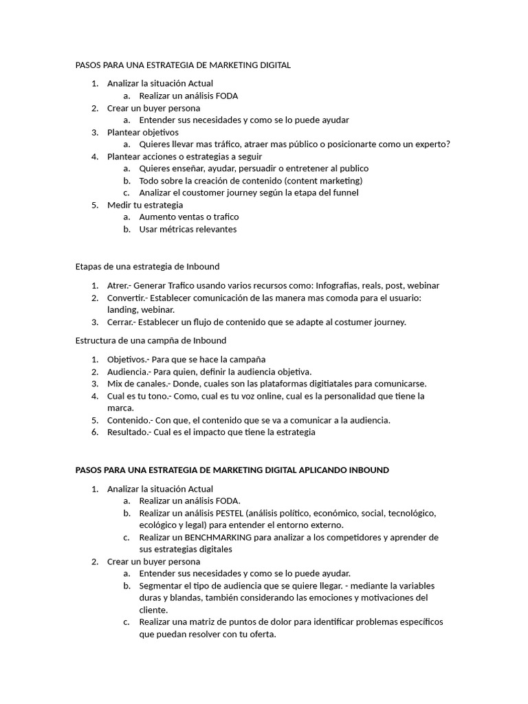 Estrategia de Marketing Digital Inbound | PDF | Publicidad digital ...