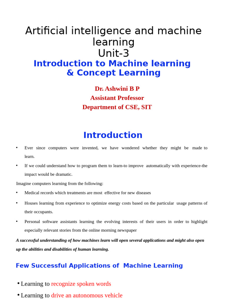 Introduction to Machine Learning Concepts | PDF | Machine Learning ...