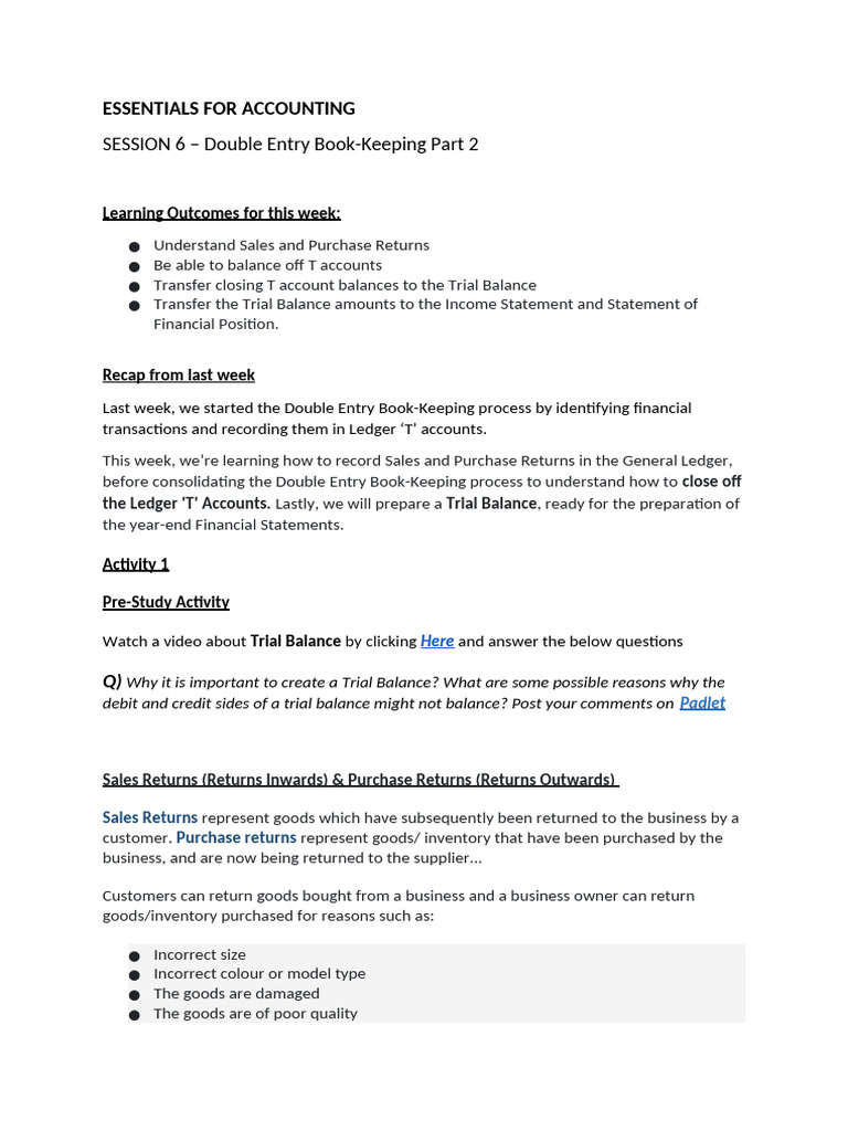 Double Entry Bookkeeping Essentials | PDF | Debits And Credits ...
