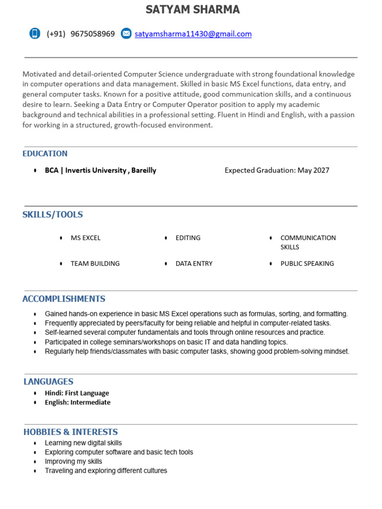 Computer Science Student Resume | PDF