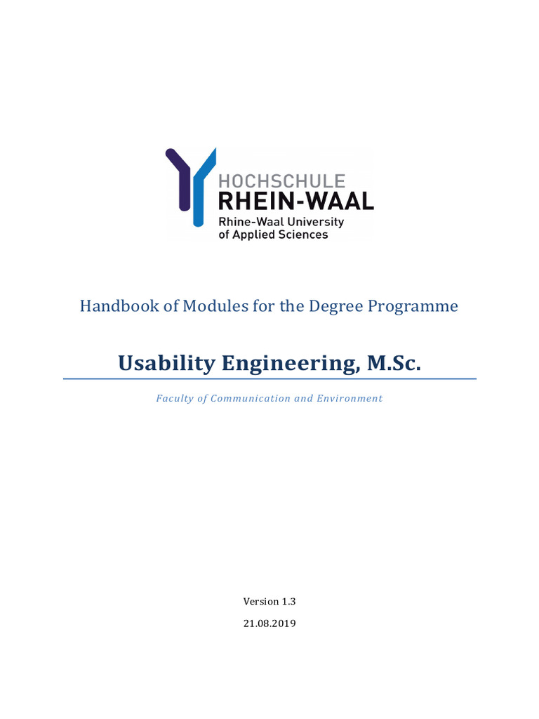 Usability Engineering M.Sc. Curriculum Guide | PDF | Usability | Human ...