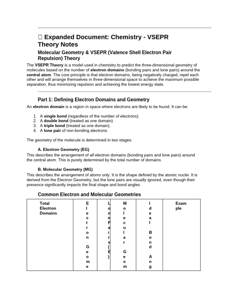 VSEPR Theory: Molecular Geometry Guide | PDF | Chemical Polarity ...