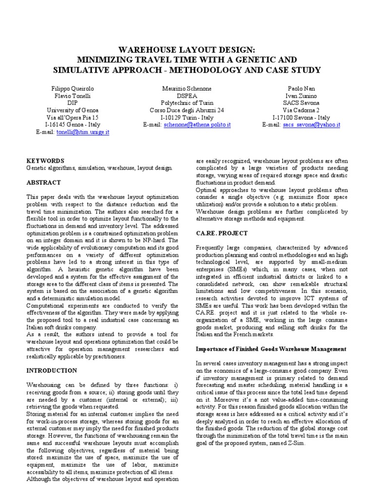 Warehouse Layout Optimization Using GA | PDF