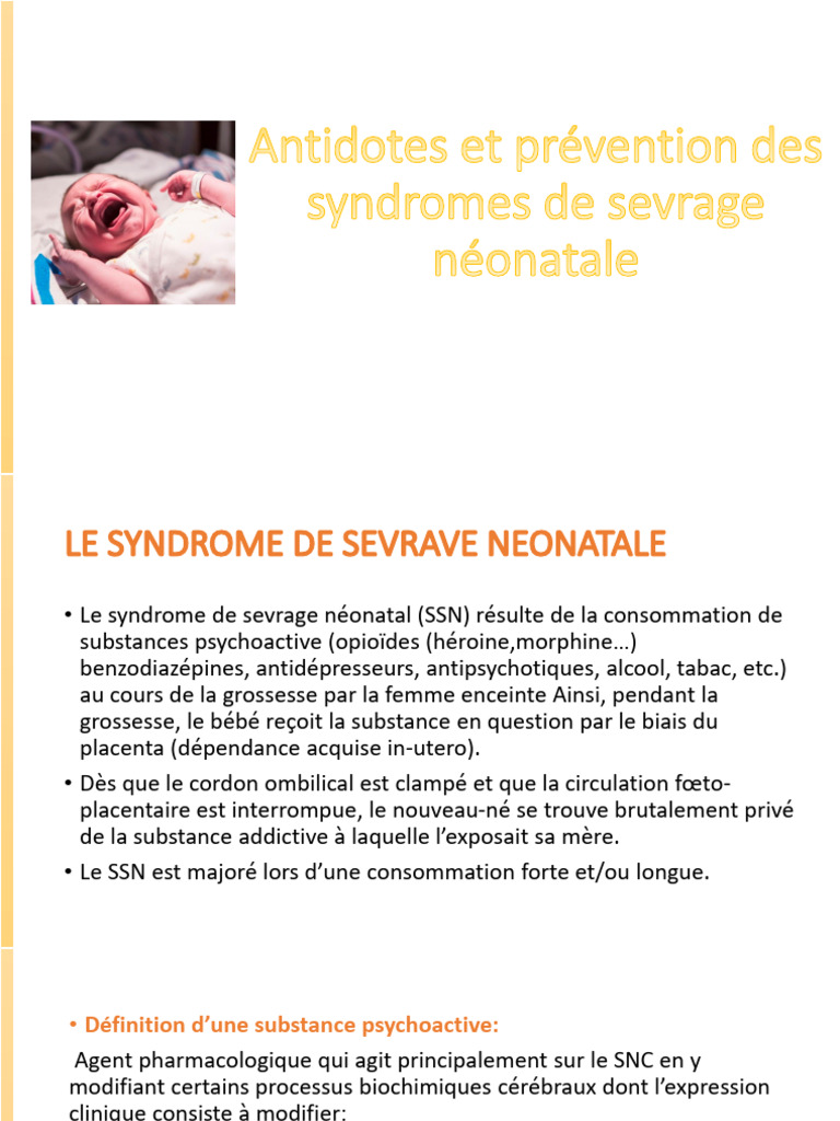 Syndrome de sevrage néonatal : causes et soins | PDF | Sevrage ...