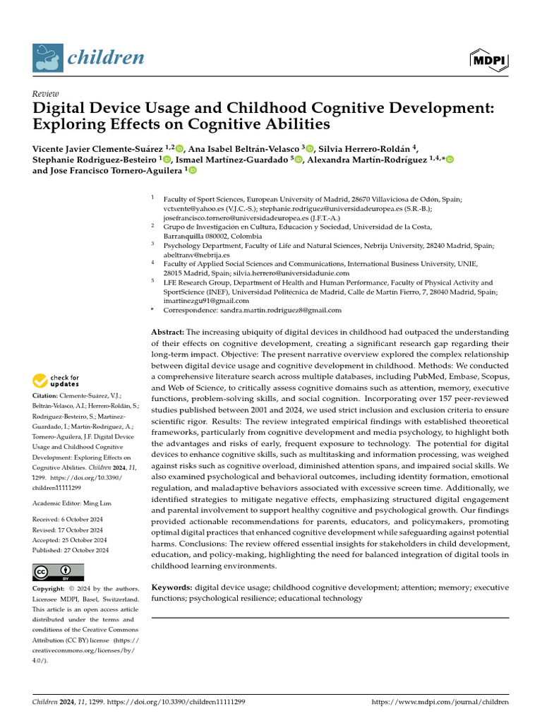 Digital Devices and Child Cognitive Growth | PDF | Executive Functions ...