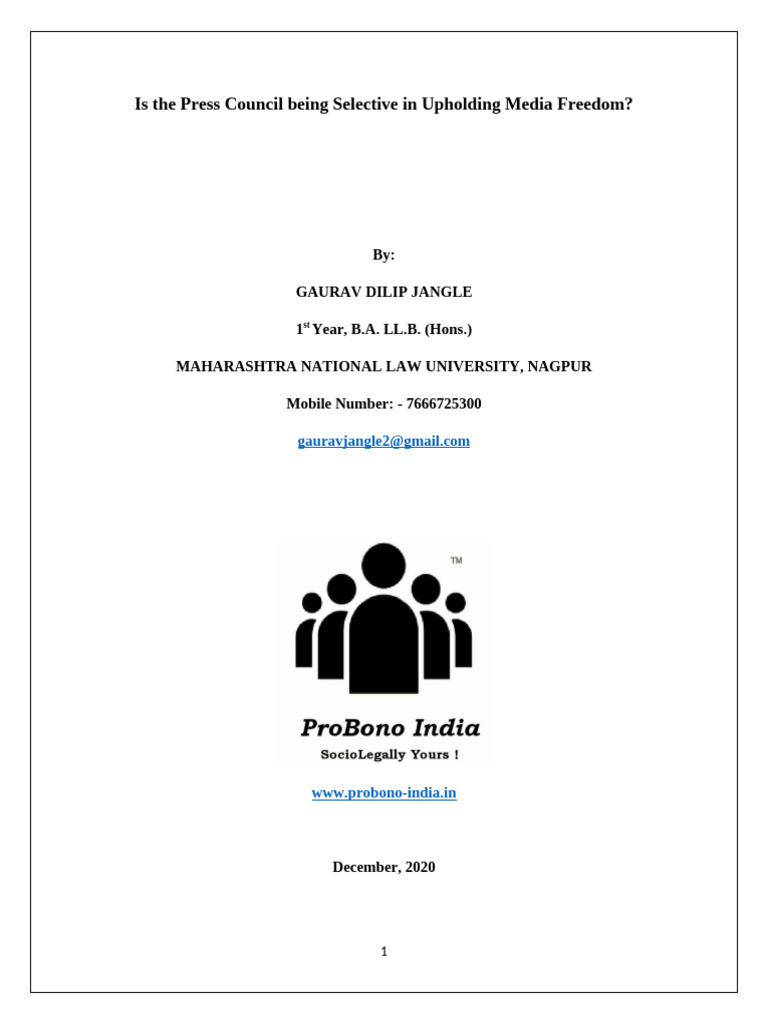 Press Council's Role in Media Freedom | PDF | Journalism | Freedom Of ...