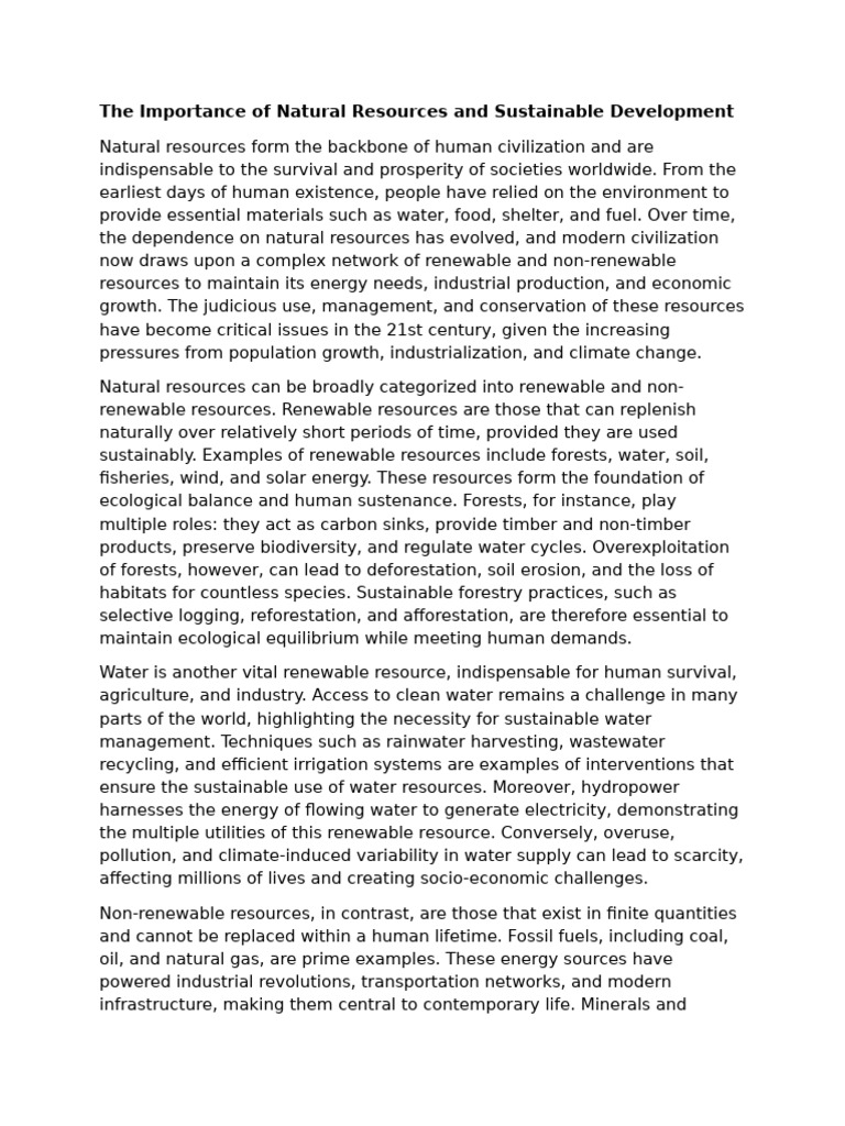 The Importance of Natural Resources and Sustainable Development | PDF ...