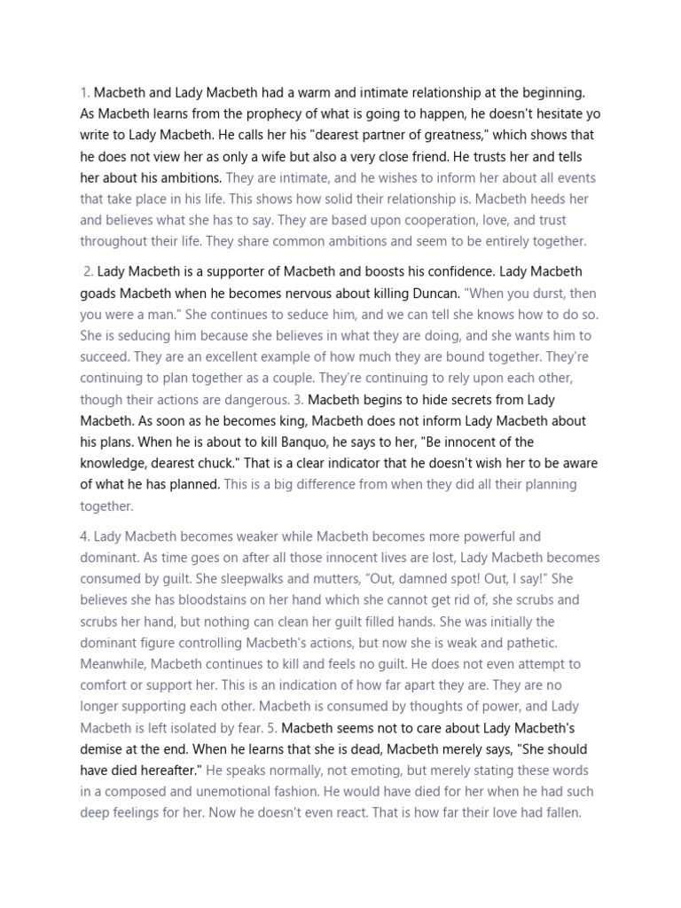 Macbeth and Lady Macbeth's Relationship Decline | PDF | Macbeth