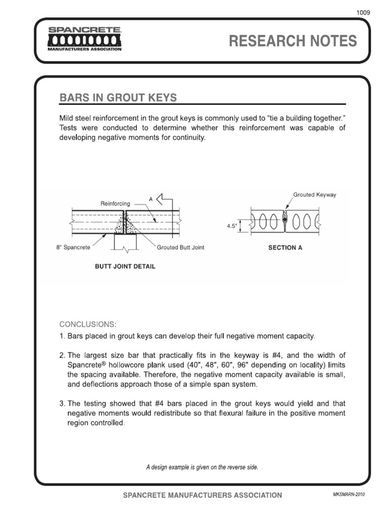 1009 Bars in Grout Keys | PDF