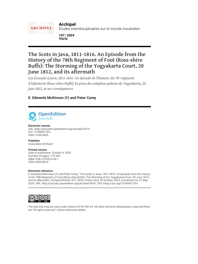 The Scots in Java, 1811-1816-Archipel-3919 | PDF