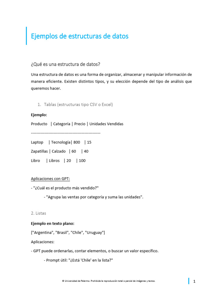 Ejemplos de Estructuras de Datos | PDF