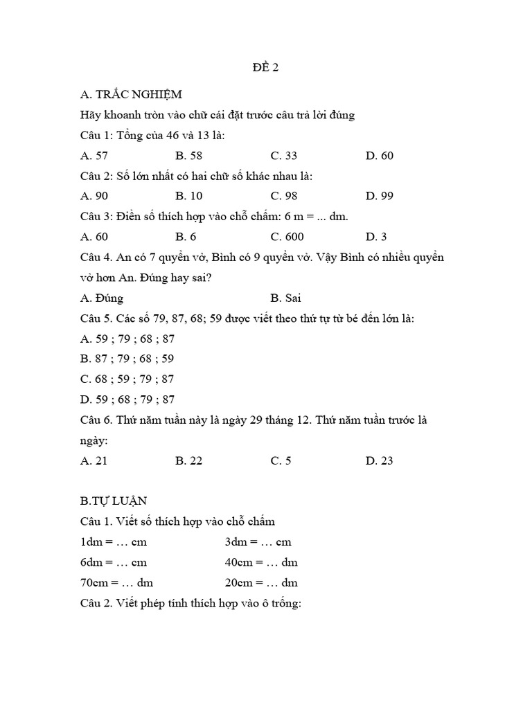 Toán đề 2. 10.11 | PDF