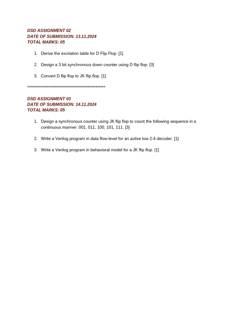 DSD Assignment 02 and 03 | PDF