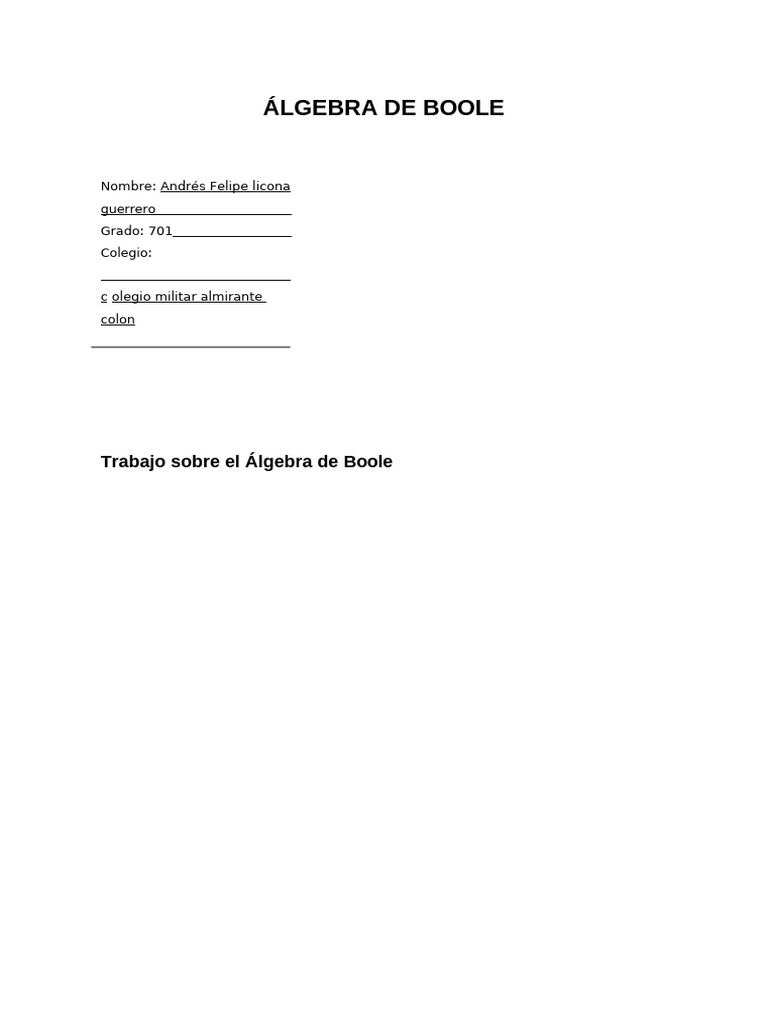 Algebra de Boole | PDF
